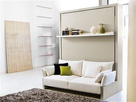 Storage wall with Pull-Down Double Bed | Murphy bed with sofa, Wall bed ...