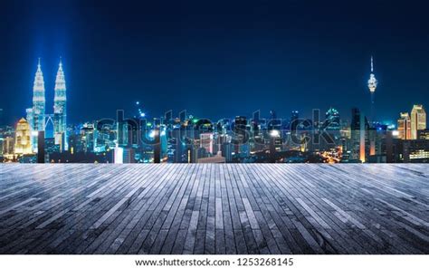 Rooftop Balcony Night View Cityscape Background Stock Photo (Edit Now ...