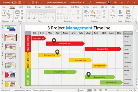 PowerPoint Project Management Timeline Gantt Chart Template