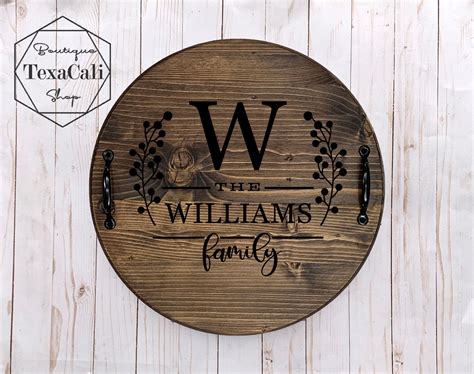 Personalized Serving Tray Personalized Tray Round Wood Tray - Etsy