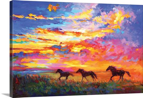 Wild Horses Running At Sunset Wall Art, Canvas Prints, Framed Prints ...