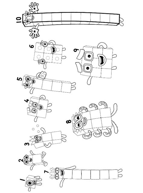 Kids-n-fun.com | Coloring page Numberblocks 1 to 10