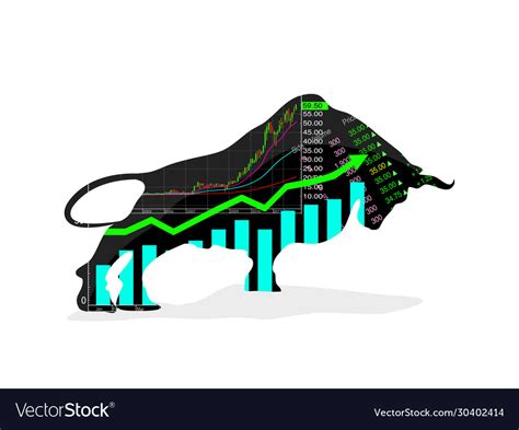 Stock market forex symbol bull growing Royalty Free Vector