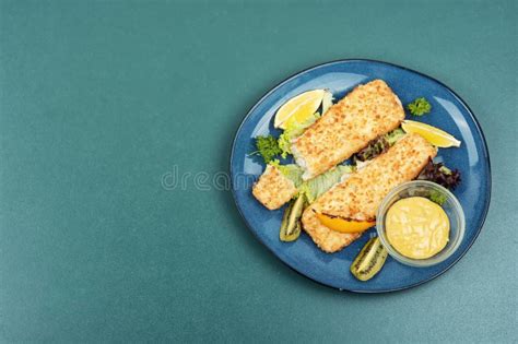 Fried Pollock Fillets with Breadcrumbs Stock Photo - Image of baked ...