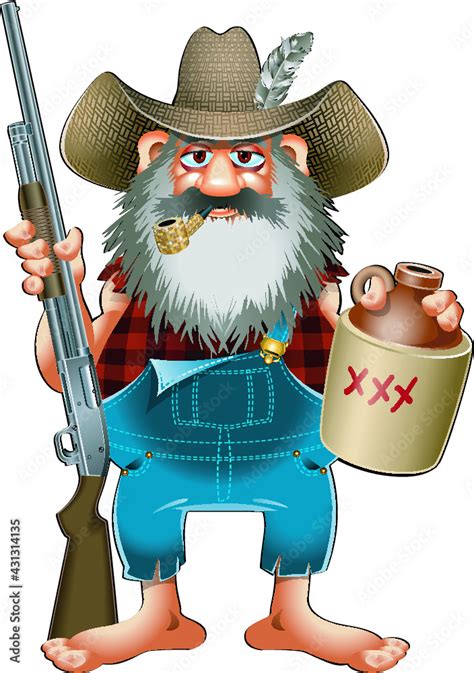 cartoon caricature of hillbilly with shotgun Stock Vector | Adobe Stock