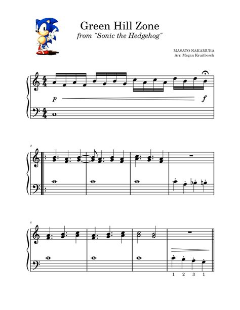 Green Hill Zone - Sonic the Hedgehog Sheet music for Piano (Solo ...