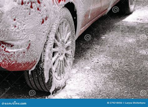 A Car Wheel in Soap Suds at a Car Wash Stock Photo - Image of passenger ...