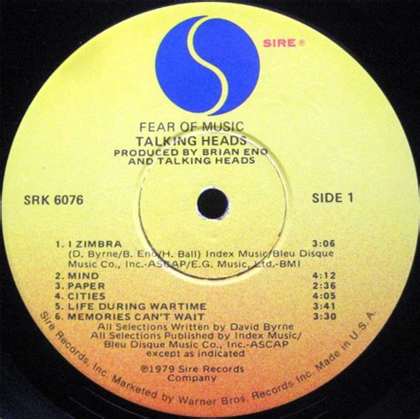 Talking Heads Fear of Music 70's New Wave 1st Press - Etsy