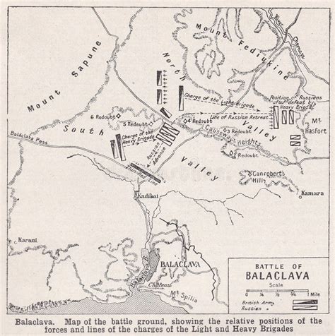 Vintage Map of the Battle Ground Balaclava Editorial Stock Photo ...