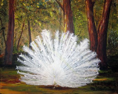 Hand Crafted White Peacock Painting--Sold by Fine Art By Dottie Kinn ...