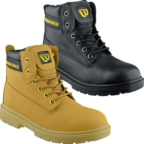 Mens Leather Ankle Safety Boots Steel Toe Cap Lace Up Work Boots Hiker ...