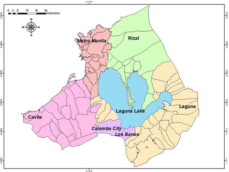 Study area map. Laguna Lake is located north of Calamba and Los Bã nos ...