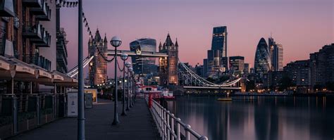 2560x1080 Resolution London England Tower Bridge Thames River Cityscape ...