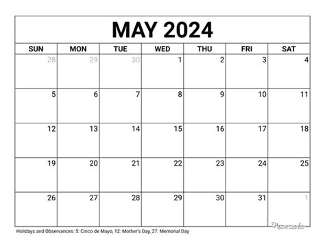 May 2024 May Calendar Printable Pdf Download - 2024 Calendar 2024 Printable