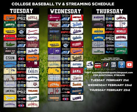 College Baseball Midweek Streaming Schedule : collegebaseball