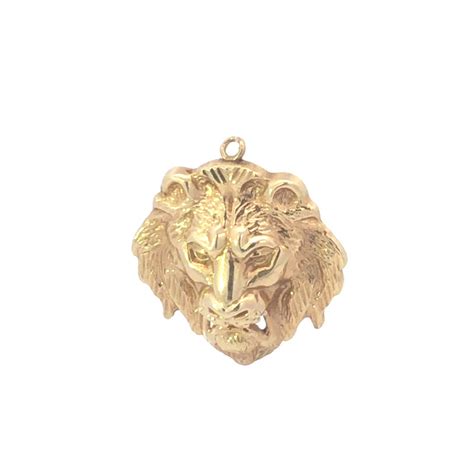 10K Roaring Lion Strength Symbol High Relief Yellow Gold Charm/Pendant ...