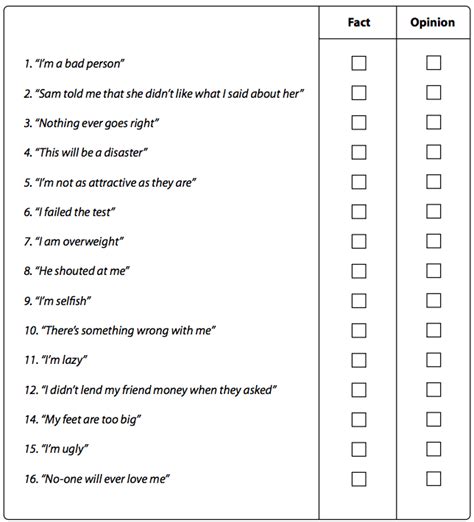 Fact or Opinion | Therapy worksheets, Cbt worksheets, Cognitive therapy