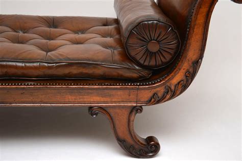 Antique Regency Mahogany & Leather Chaise Lounge | Marylebone Antiques