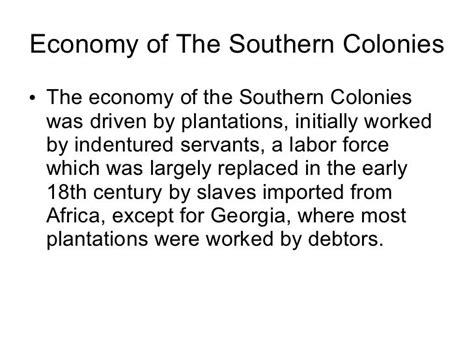 The Southern Colonies