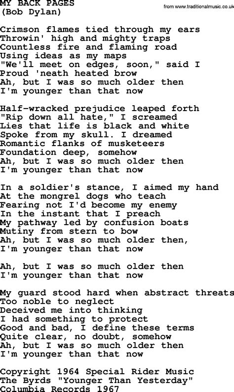 My Back Pages, by The Byrds - lyrics with pdf