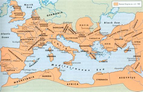 Map of the Roman Empire in 180 AD. This is towards the end of the "Pax ...