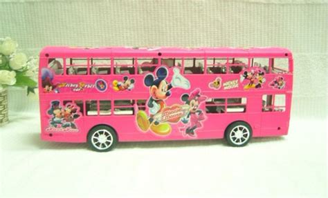 Large Blue / Pink Cartoon Mickey Mouse Double Decker Bus Toy [DB1T115 ...