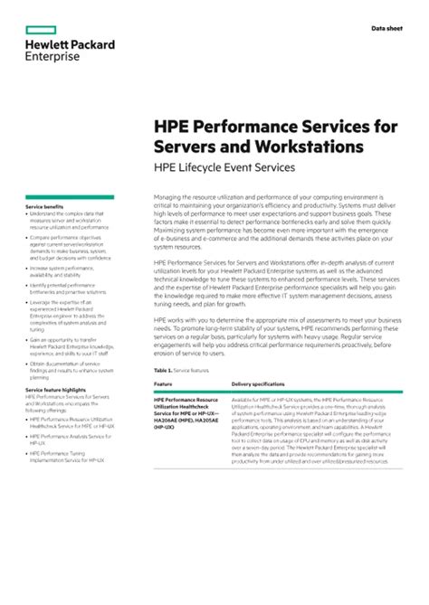 HPE Performance Services for Servers and Workstations