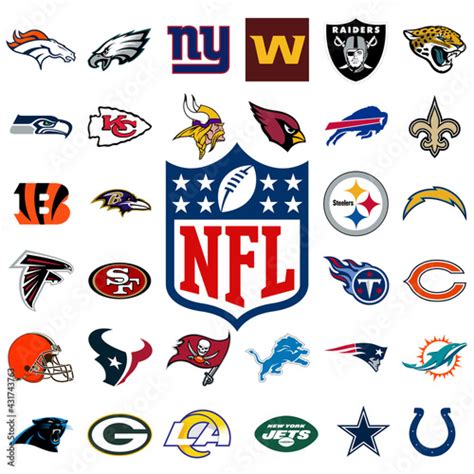 Logo of all national football league teams. NFL team icons. Set all the ...