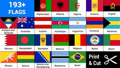 Printable Country Flags of the world (with names) | Memozor