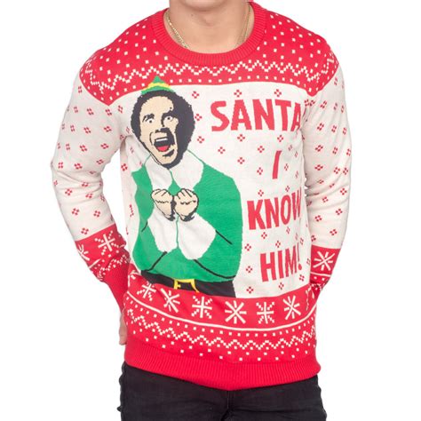 Elf Buddy Santa I Know Him Ugly Christmas Sweater