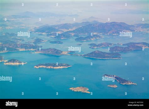 Aerial view of the beautiful Geoje Island at South Korea Stock Photo ...