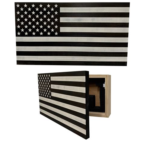 American Flag Decorative & Secure Wall-Mounted Gun Cabinet (Black & Wh ...