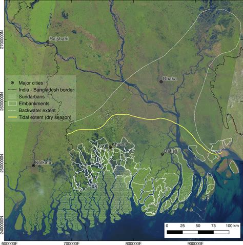 Overview map of the Ganges-Brahmaputra-Meghna Delta. Natural color ...