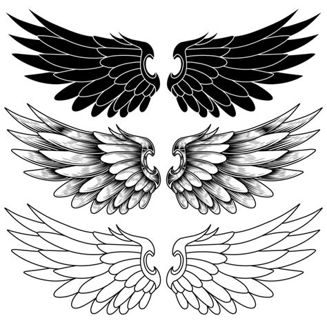 Free vector angel wings tattoo tribal outlime and line art design ...