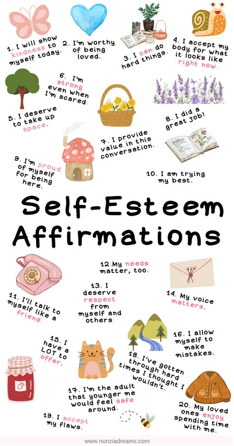 36 Helpful Positive Affirmations for Self-Esteem - NunziaDreams in 2023 ...