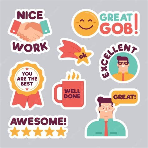 Premium Vector | Flat design great job stickers set