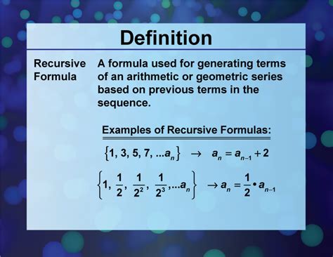 Definition--Sequences and Series Concepts--Recursive Formula | Media4Math