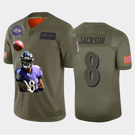 Nike Ravens 8 Lamar Jackson Olive Player Name Logo Vapor Untouchable ...