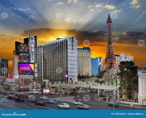 Las Vegas Strip Sunset, Nevada Editorial Stock Image - Image of dawn ...