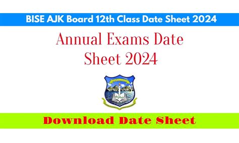 BISE AJK Mirpur Board 12th Class Date Sheet 2024