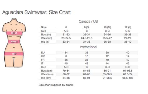 Swimsuit Size Conversion Chart