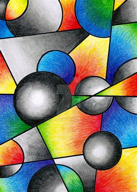 an abstract painting with many balls and shapes in multi - colored ...