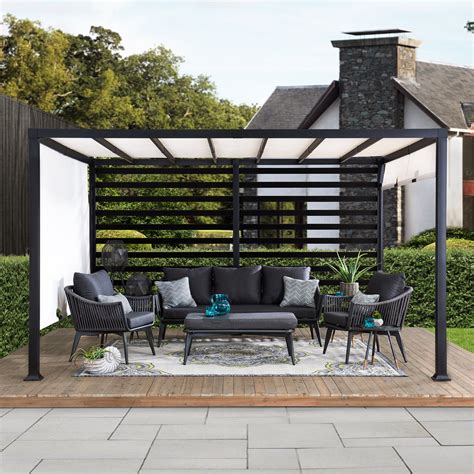 Sunjoy Modern 10 x 12 ft. Fabric Topped Steel Pergola - Walmart.com