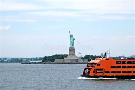 Liberty Statue and the Ferry Stock Image - Image of scenic, aerial: 4871189