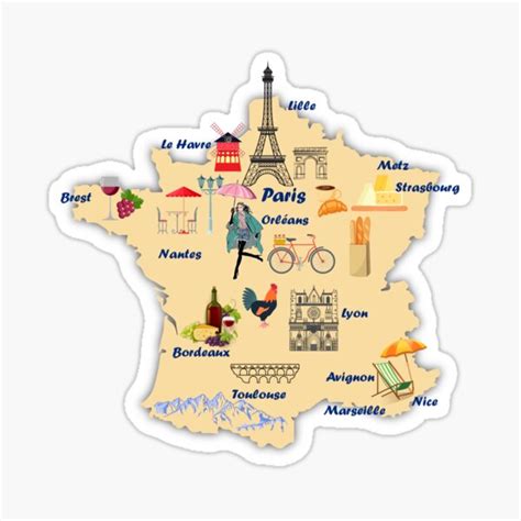 "France Map tourists’ destinations with names of the major cities and ...