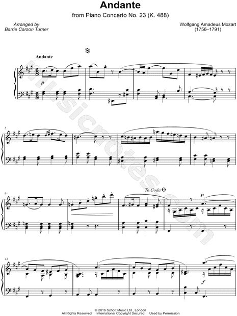 Wolfgang Amadeus Mozart "Piano Concerto No. 23, K. 488: II. Andante ...