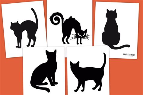 Black cat pumpkin carving stencils: 5 cats for Halloween, at ...