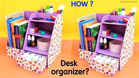 DIY: How to make Desk Organizer from Cardboard Box | Best out of waste ...