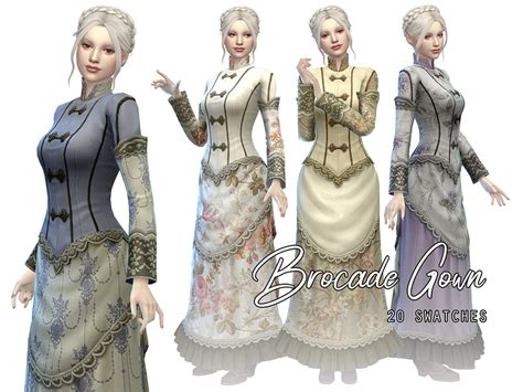 The Sims Resource - Victorian Silk Brocade Gown (Get Famous Recolor)