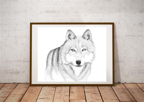 Timber Wolf Drawing, Digital Download Pencil Drawing, Wildlife Art ...